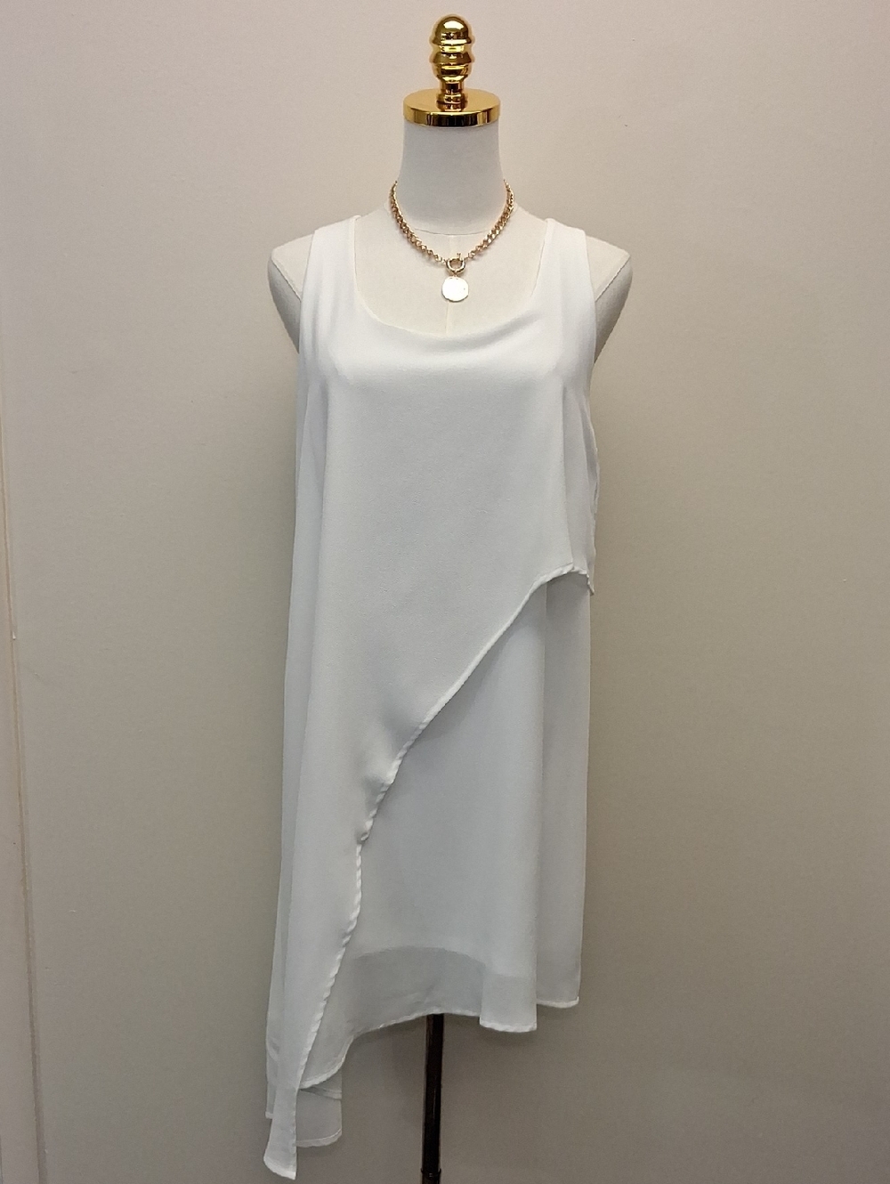 HYFVE White Sleeveless Asymmetrical Shift Dress Medium